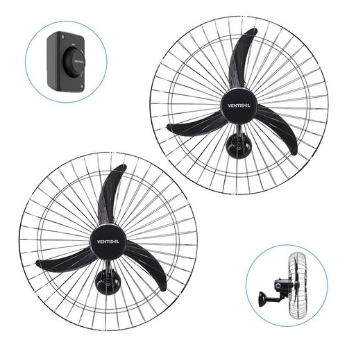Kit 2 Ventiladores Parede 60cm Com 3 Pás Potente P/ Igreja Academia Lojas Comércio Oficina Ventisol em Oferta na Shopee