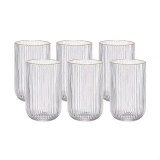 Jogo de 6 copos Cameratta em vidro com borda dourada 425ml - L'Hermitage