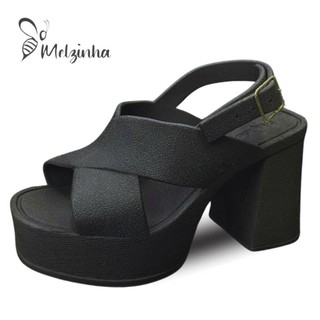 Tamanco Meia Pata Sandália Salto Alto Plataforma Blogueiras Confortável Leve em Oferta na Shopee