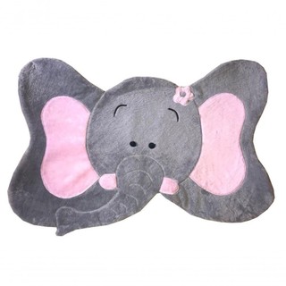 Tapete Pelúcia Elefante 1,05M X 75Cm Decorativo Infantil Base Emborrachado - Cinza Com Rosa Bebê em Oferta na Shopee