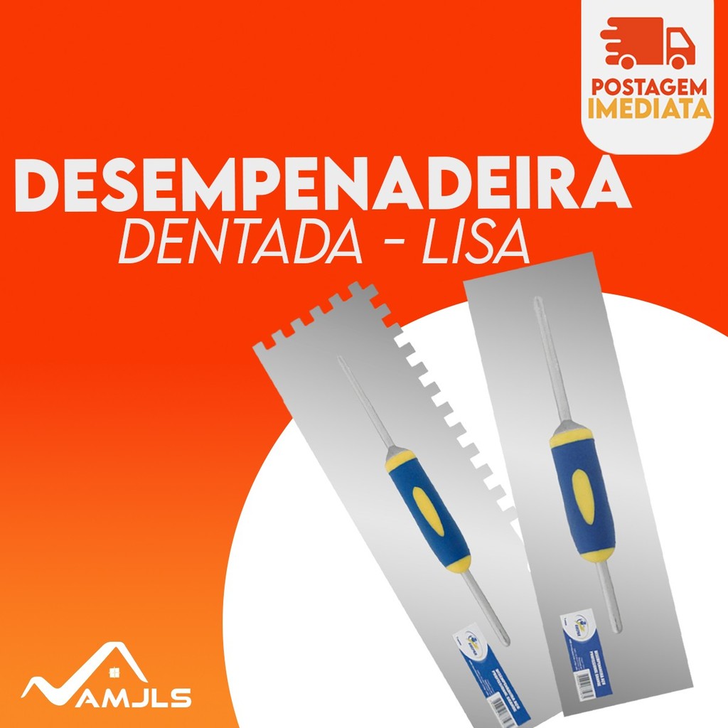 Kit 2 Desempenadeira aço 48x12cm Lisa e dentada Cabo fechado - Guepar