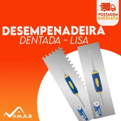 Kit 2 Desempenadeira aço 48x12cm Lisa e dentada Cabo fechado - Guepar