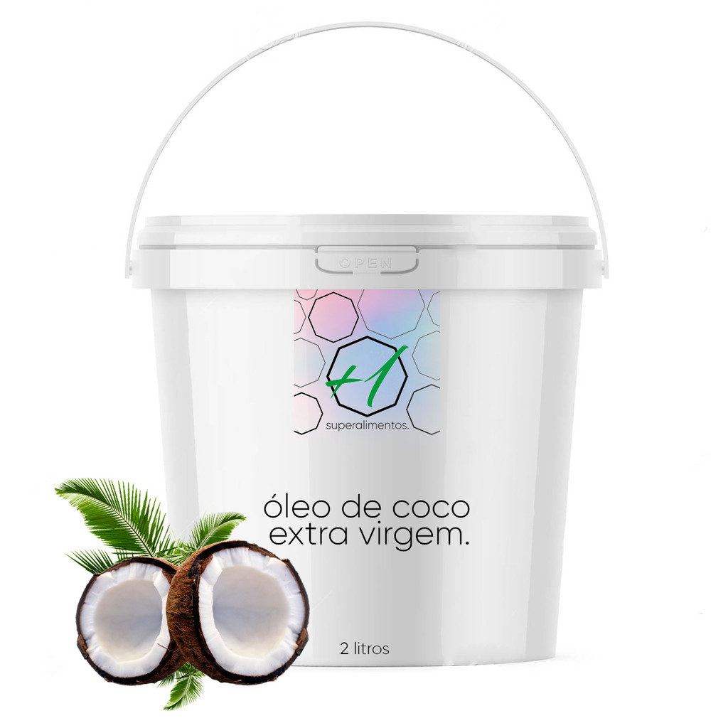 Balde Óleo De Coco Extra Virgem Premium 2 Litros +1 Superalimentos em Oferta na Shopee
