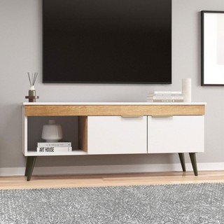 Rack para TV Até 65 Polegadas Malta 2 Portas Branco/Nogal - Deibe Móveis em Oferta na Shopee