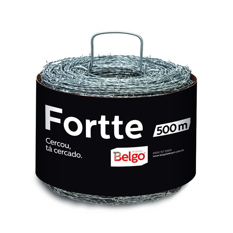 Arame Farpado Belgo Forte 500m F16 Galvanizado Para Cerca Rural