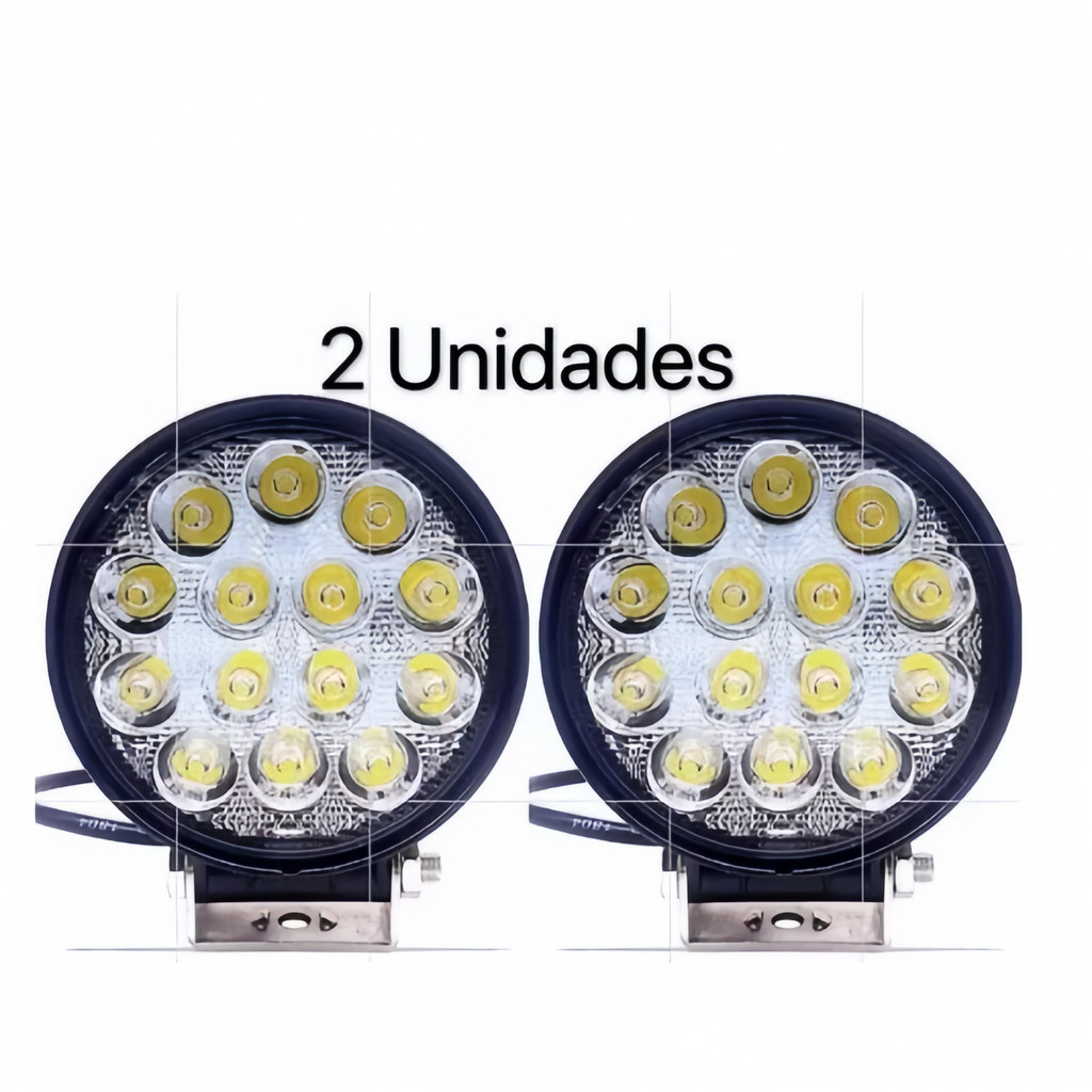 Kit 2 Farol Milha 14 Leds 42w 12v/24v Redondo Off-road 6000k  ming em Oferta na Shopee