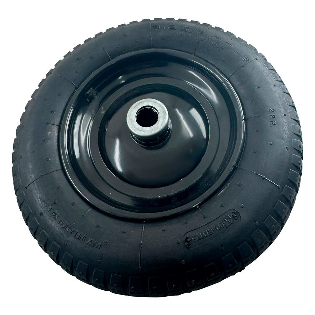 Roda Completa P/ Carrinho De Mão C/ Camara De Ar Ar 3.25-8 4l Metal Preto1" Rolete