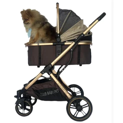 Carrinho Pet Europeu Unique Cães/Gatos 3em1 Inmetro Marrom