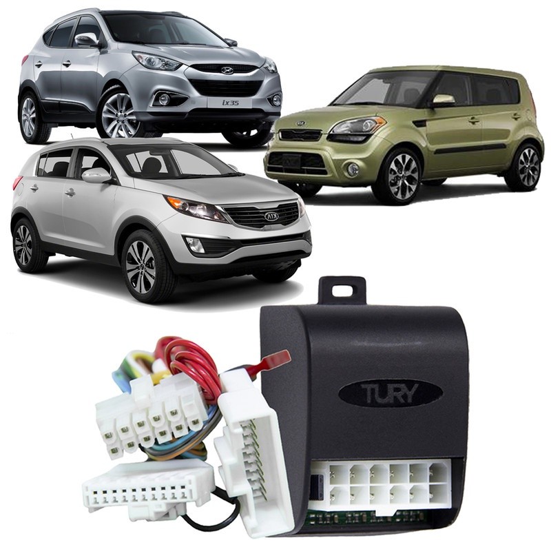 Módulo Retrovisores Elétricos Tilt Down Tury Park 1.2.4 AE para Hyundai IX35, Soul e Sportage, com Função Rebatimento