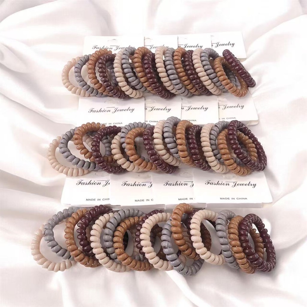 Kit 12PCS/ 20PCS/ 48PCS  Laço Xuxinha Rabicó Elástico de Cabelo Feminino Fio de Telefone  colorido, preto