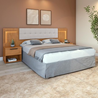 Cabeceira Box 1,60 Easy Glow Tecido Corano Bege Com Led Amendoa Clean em Oferta na Shopee