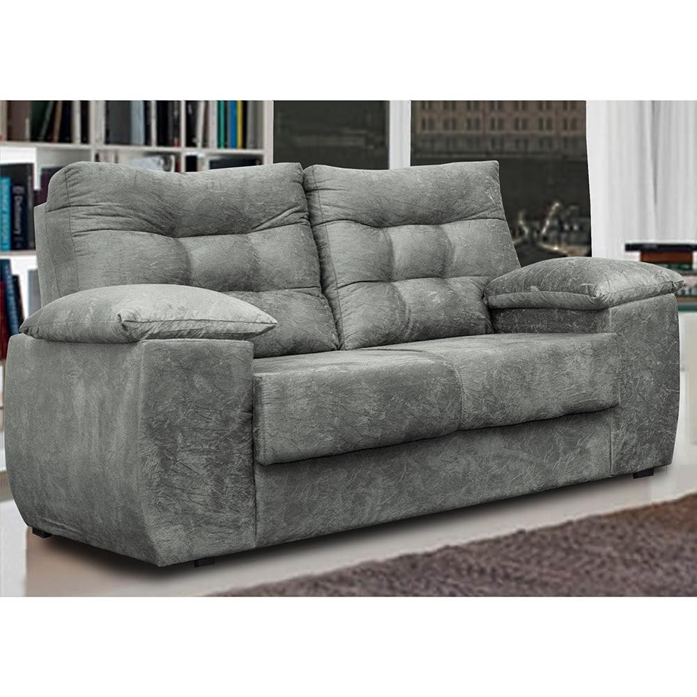 Sofá Luxemburgo 2 Lugares 1,52m Tecido Suede Cinza - Home & Living