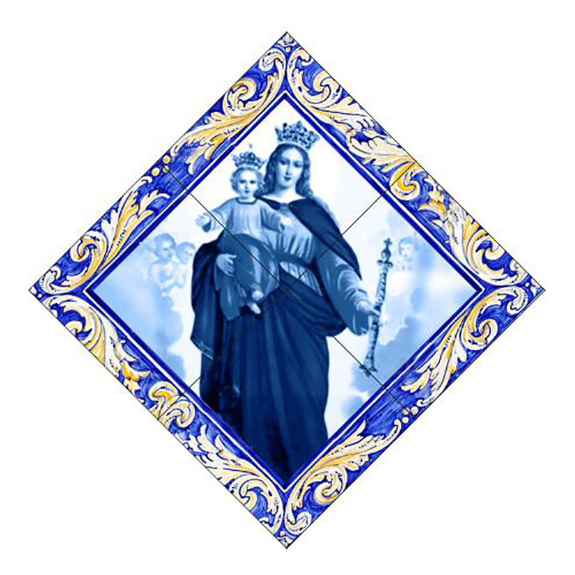Quadro Personalizado Nossa Senhora Auxiliadora Azulejo Azul