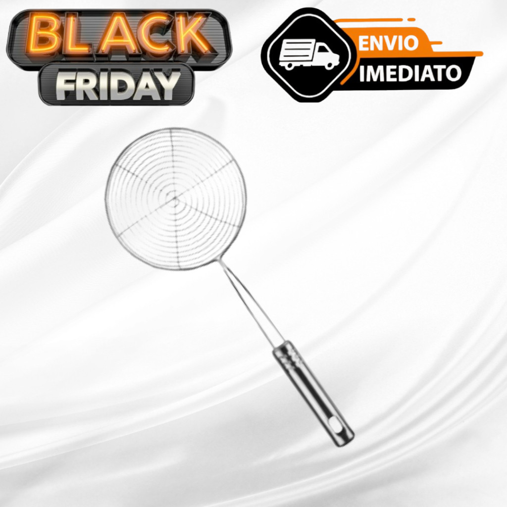 Escumadeira Para Fritura em Aço Inox De Pastel Batata Salgado Peneira Resistente Para Cozinha.