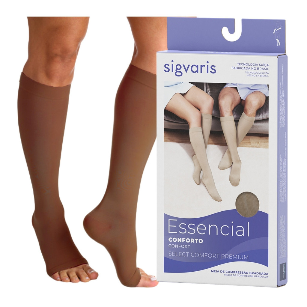 Meia Compressiva 3/4 Panturrilha | Sigvaris Select Comfort Premium | 20-30mmhg - Cor Chocolate