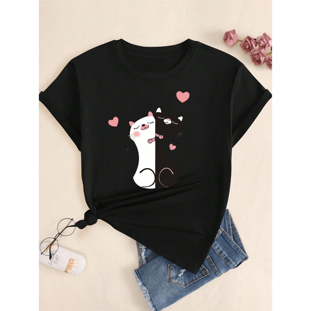 Camiseta Oversized Masculina Feminina T-shirt Unissex Eletric Cat Aesthetich  Cartoon Babylook Blusa  Estampado Verao