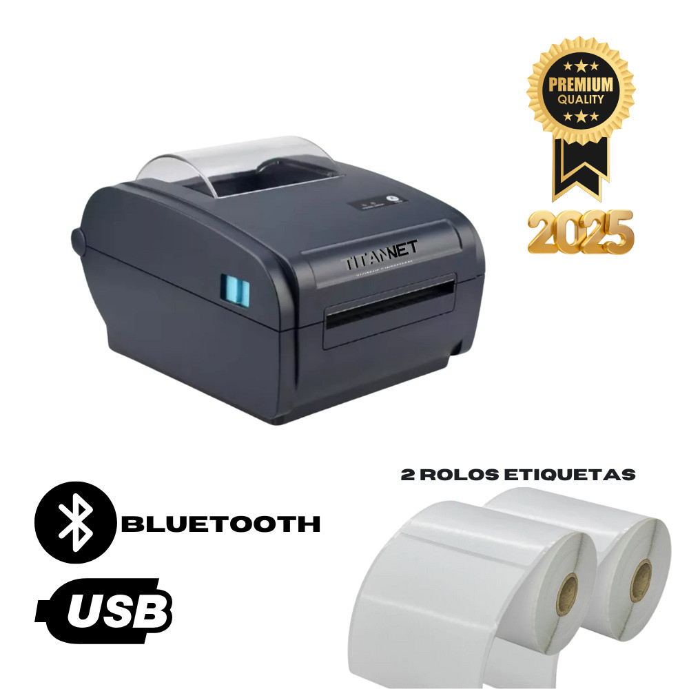 Impressora de Etiqueta Térmica Tipo Zebra Elgin USB + 500 Etiquetas (2 Rolos)