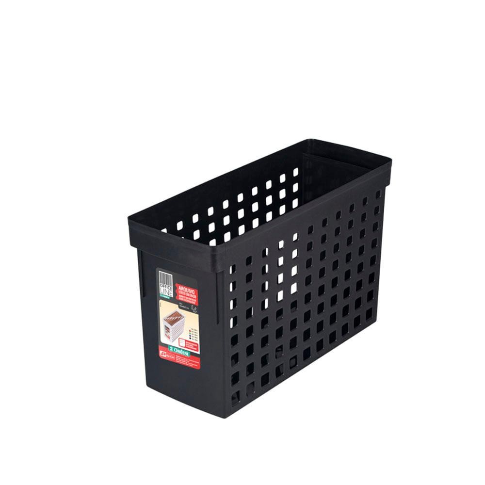 Caixa Organizadora Arquivo Estreita sem Tampa com Furação Preta Office Line Ordene em Oferta na Shopee