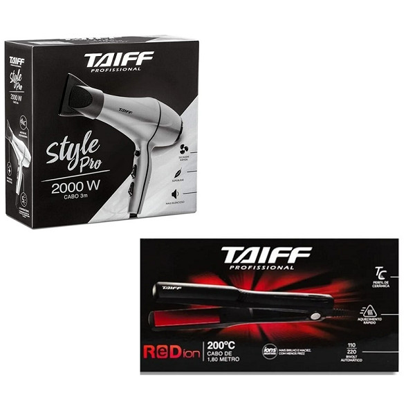 Kit Taiff Secador Style Pro 2000W 110V+Chapinha Bivolt Elegance Red Ion 200° em Oferta na Shopee