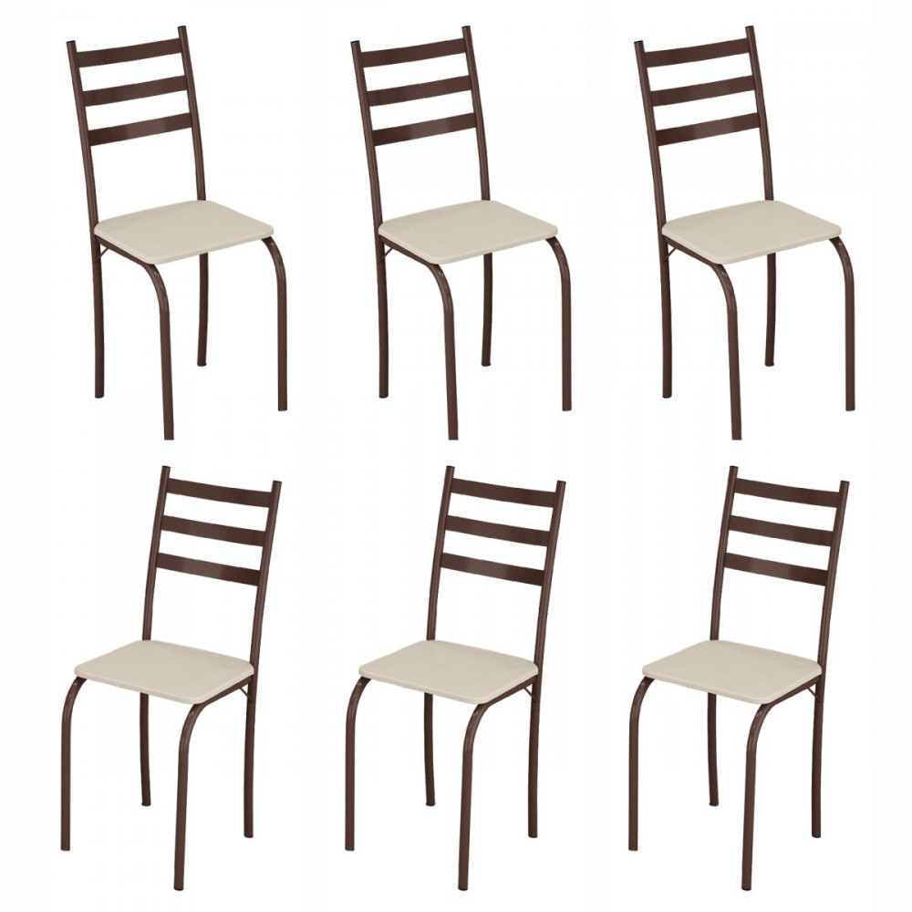 Conjunto com 6 Cadeiras Maraba Marrom Assento Creme Teixeira em Oferta na Shopee