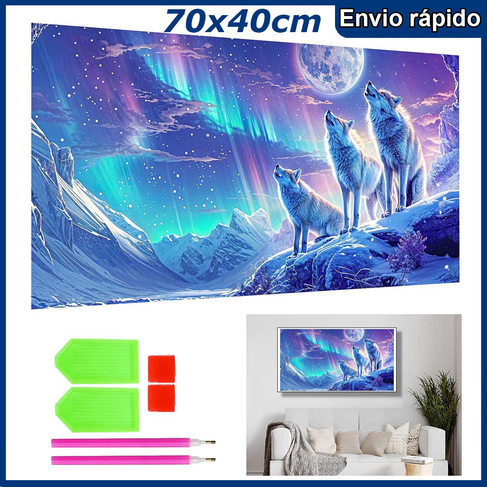 70x40cm Loba Aurora Pintura Diamante 5D Pintura de Diamante Kits De Pintura Diamante Para Adultos Quadrado