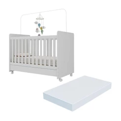 Berço Americano 3 em 1 com Colchão Incluso e Rodízios Bambino Multimóveis MP4306