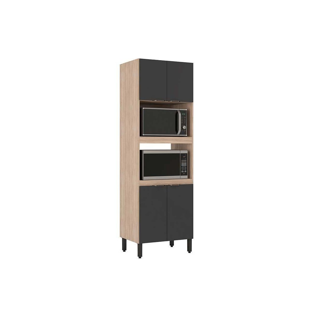 Paneleiro de Cozinha Firenze Torre Quente c/ 4 Portas 70x219 Avena/Grafito - Demóbile em Oferta na Shopee