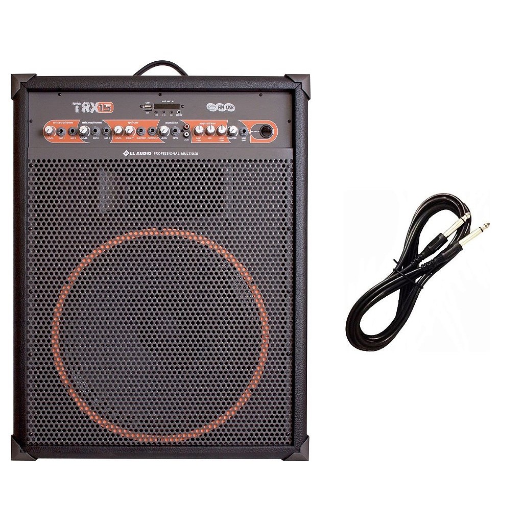 Caixa de som Amplificada Multiuso TRX15 – 120 W RMS CABO P10 BRINDE