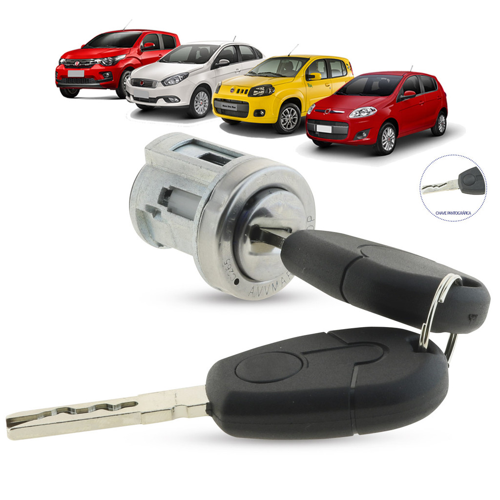 Cilindro de Ignição Partida Com Chave Pantográfica Fiat Uno 16 a 21 Mobi Grand Siena Palio 11 a 18 Stilo Linea Punto