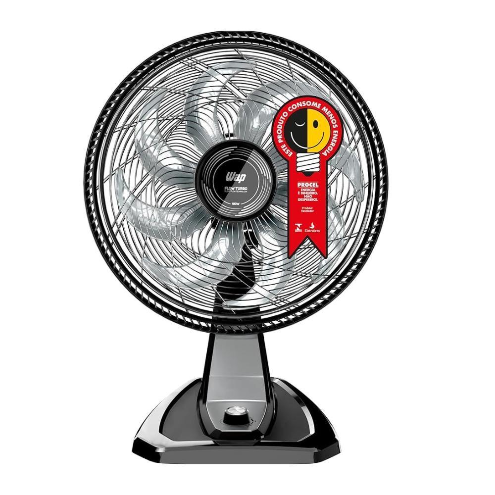 Ventilador Mesa Parede 50cm Turbo 110v Preto WAP 8 Pás 180w Flow Turbo Silencioso 2 em 1