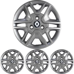 JG 4 Calota Kwid Aro 14 Prata Metálico com Emblema
