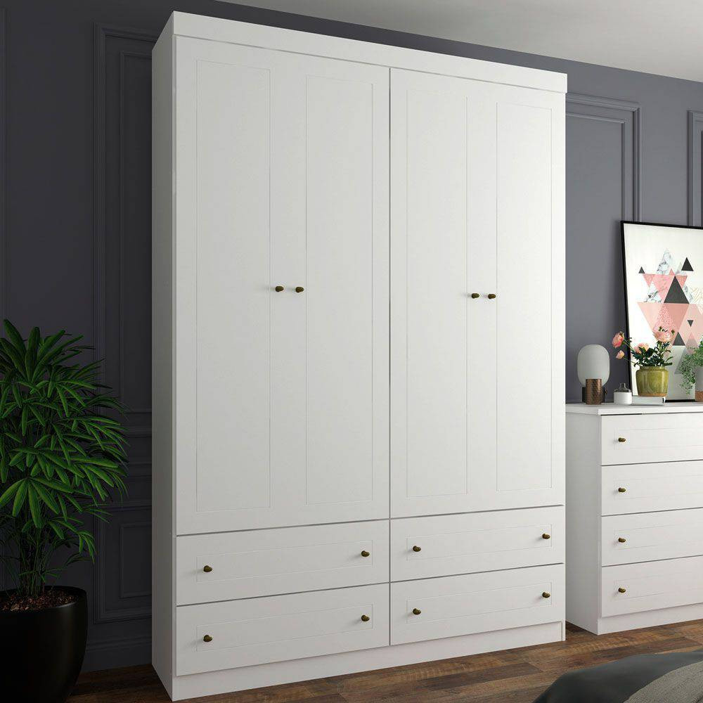 Guarda-Roupa 4 Portas 4 Gavetas Americano Henn em Oferta na Shopee