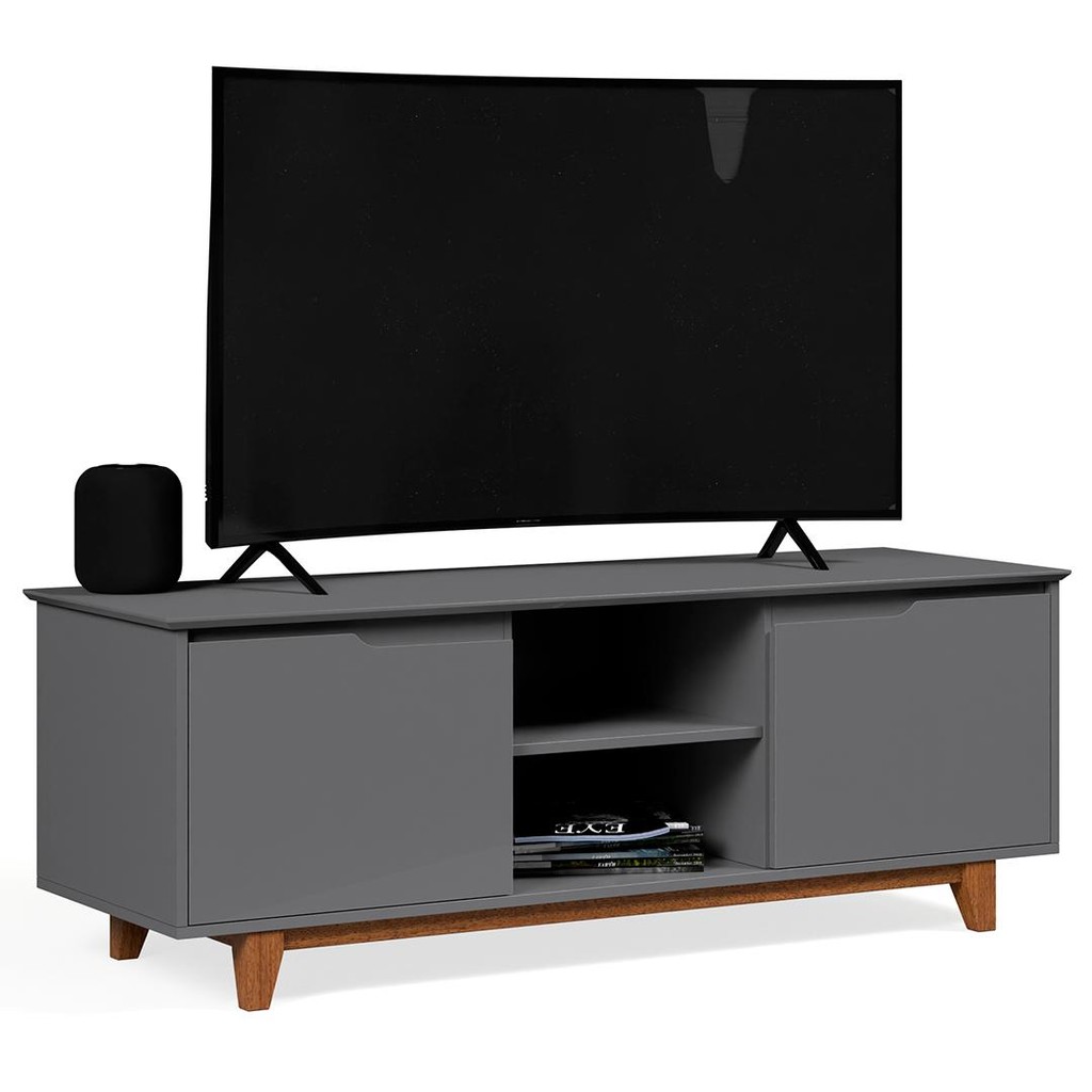 Rack para Sala Bancada de TV 55 Pol 139cm Flow Cinza - EJ Móveis em Oferta na Shopee