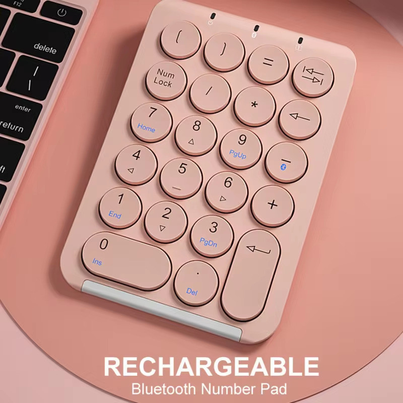 Arco Teclado Numérico Sem Fio Bluetooth Redondo Keycaps Numpad 22 Teclas Recarregável Para Computador Portátil