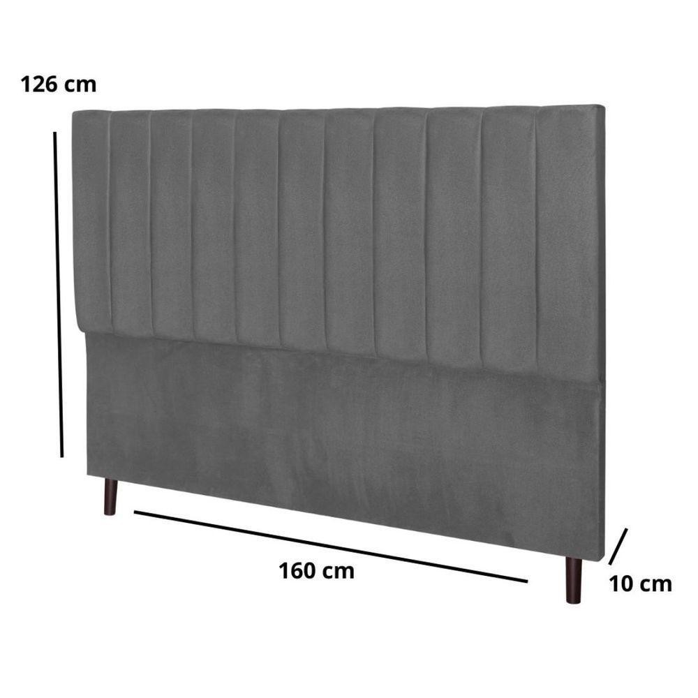Cabeceira Cama Box Queen 160cm Carla Suede Cinza E Frame - Home & Living