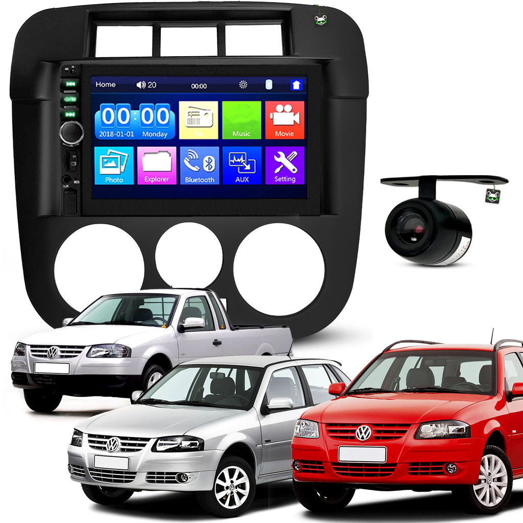 Kit Central Multimidia Espelhamento Android Ios Gol/Parati/Saveiro 2005 06 07 08 09 10 11 12 13 2014