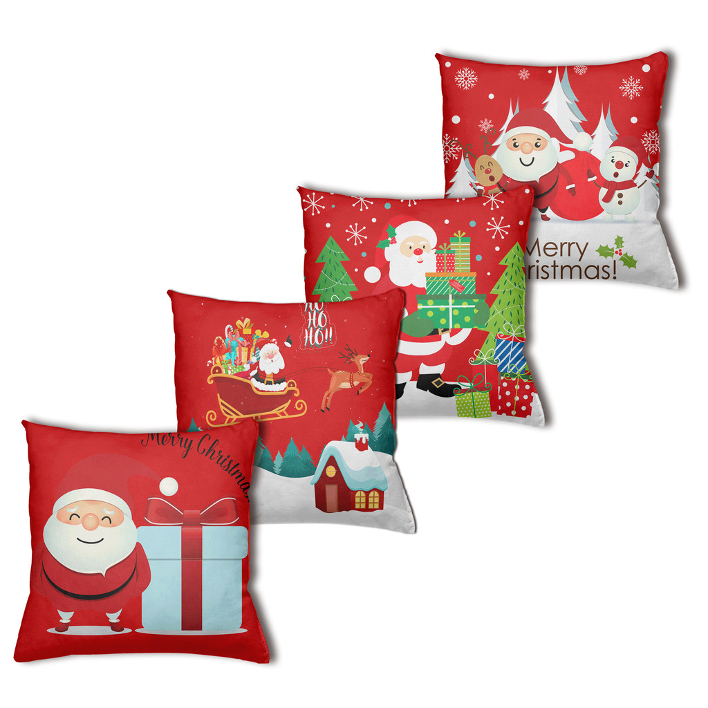 Kit 4 capas almofadas decorativas Merry christimas Red