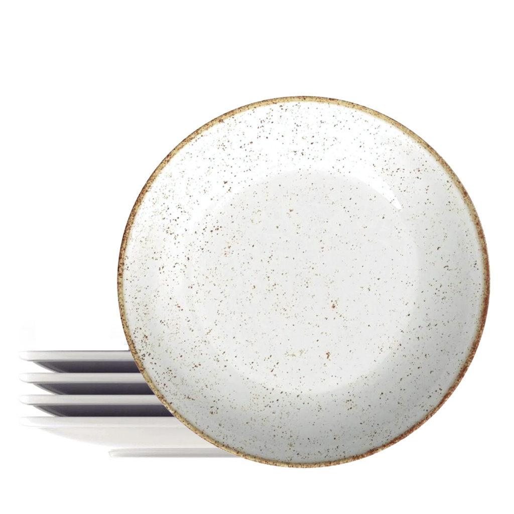 Kit 4 Pratos de Sobremesa Porcelana 21cm Tramontina Rustico Decorado - Home & Living