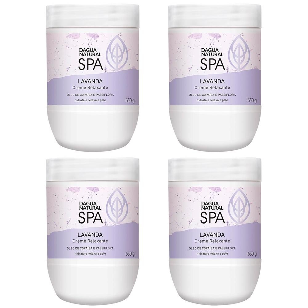 Kit 4 Potes Creme Relaxante Dagua Natural Spa Lavanda Óleo de Copaíba e Passiflora 650g Hidrata