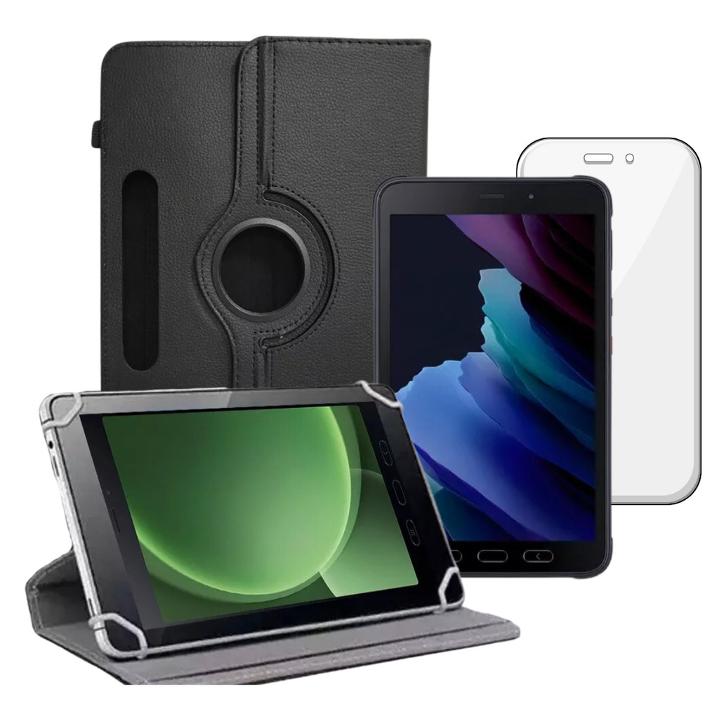 Capa Case com Suporte Giratória Para Galaxy Tab Active 3 + Película de Brinde