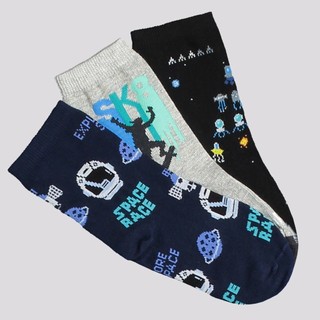Kit Meia Selene 3 Pares Cano Longo Infantil Marinho Cinza e Preto em Oferta na Shopee