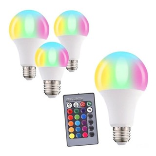 Lâmpada Led Rgb 16 Cores Bulbo 10w ou  Dicróica 5w Bivolt E27 Com Controle Remoto em Oferta na Shopee