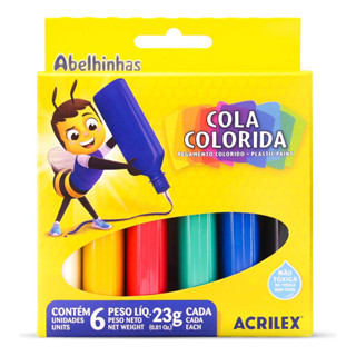 COLA COLORIDA 6 CORES ACRILEX em Oferta na Shopee