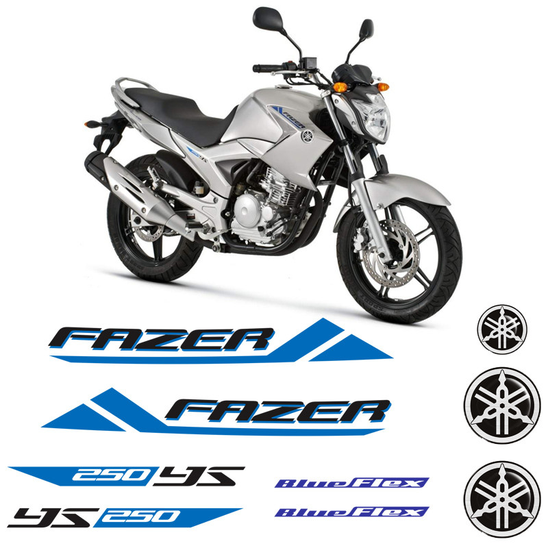 Kit Adesivos Moto Yahama Fazer 250 YS 2013 + Logo Resinado