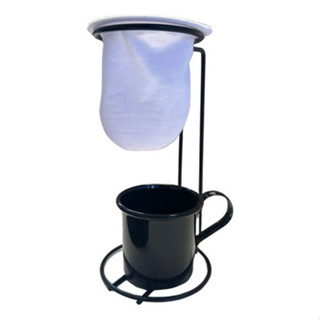 Coador Café Mariquinha + Mini Filtro Pano+ Caneca Preta 90ml em Oferta na Shopee