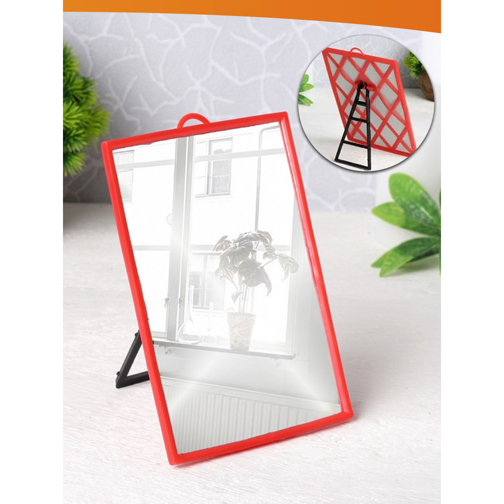 Espelho De Vidro Retangular Com Moldura Para Mesa E Com Alça Para Parede 12x17cm Kolling Sell