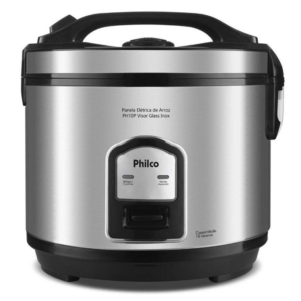 Panela De Arroz Elétrica PH10P Com 10 Xicaras Philco Preto/inox 110V