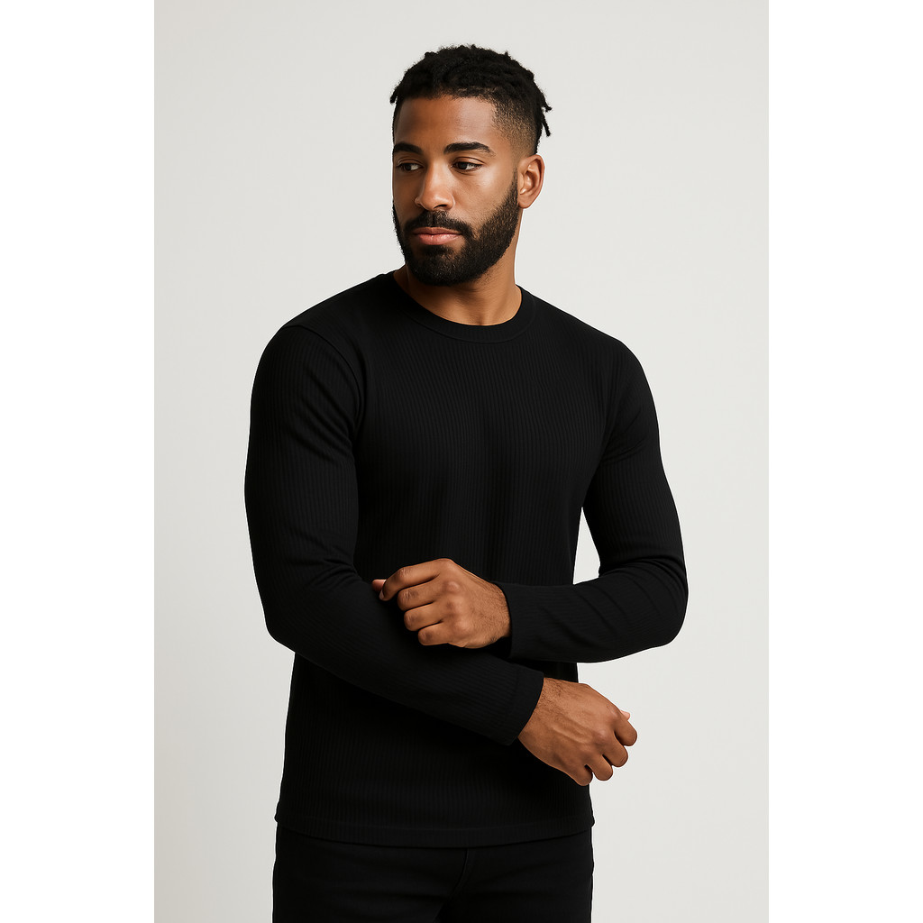 Camisa Masculina Canelada Slim Fit Confortável Estilosa Casual Streetwear Manga Longa