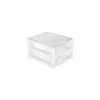 Gaveteiro de Mesa Plástico Pequeno com 2 Gavetas Cristal Bel Ordene em Oferta na Shopee