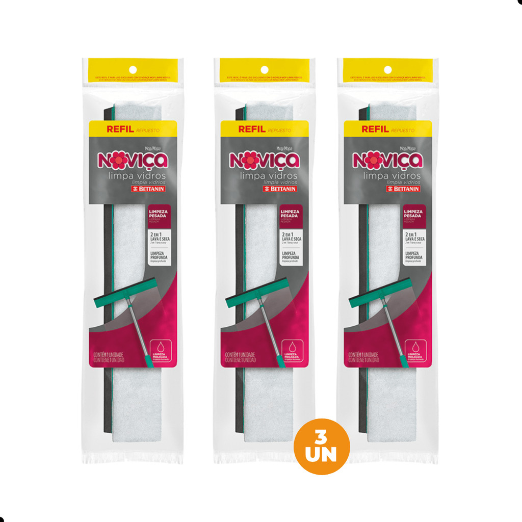 Kit Refil Mop Limpa Vidros Noviça 3 Unidades em Oferta na Shopee
